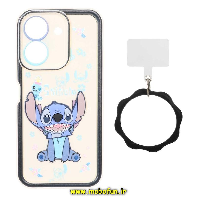 قاب گوشی Redmi 13C / Poco C65 شیائومی سیلیکونی Solid عروسکی خمیری برجسته آویزدار النگویی محافظ لنزدار طرح استیچ کیوت کد 1-15-102336