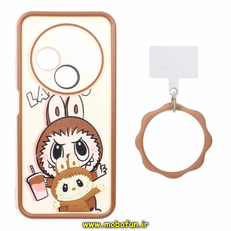 قاب گوشی Redmi 14C / Poco C75 / Redmi A4 شیائومی سیلیکونی Solid عروسکی خمیری برجسته آویزدار النگویی محافظ لنزدار طرح لبوبو کیوت کد 1-15-102337