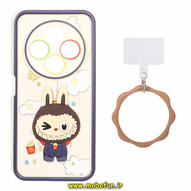 قاب گوشی Redmi 14C / Poco C75 / Redmi A4 شیائومی سیلیکونی Solid عروسکی خمیری برجسته آویزدار النگویی محافظ لنزدار طرح لبوبو کیوت کد 1-15-102338