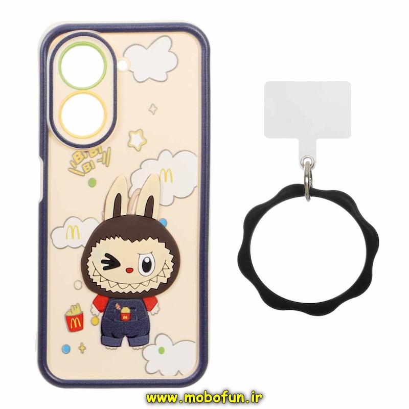 قاب گوشی Redmi A5 / Poco C71 شیائومی سیلیکونی Solid عروسکی خمیری برجسته آویزدار النگویی محافظ لنزدار طرح لبوبو کیوت کد 1-15-102349