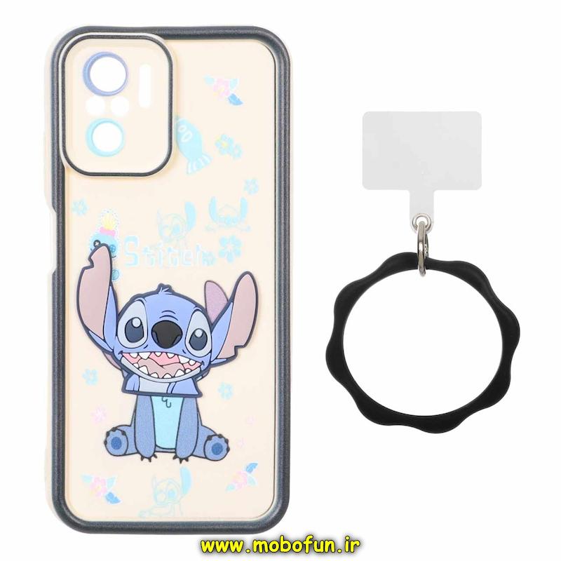 قاب گوشی Redmi Note 10S / Redmi Note 10 4G / Poco M5S شیائومی سیلیکونی Solid عروسکی خمیری برجسته آویزدار النگویی محافظ لنزدار طرح استیچ کیوت کد 1-15-102371