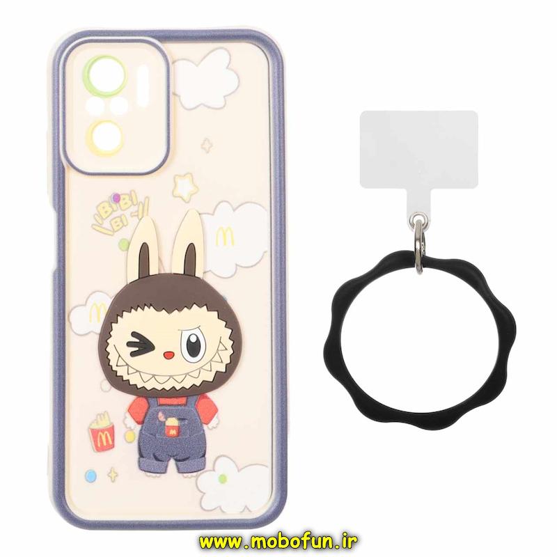 قاب گوشی Redmi Note 10S / Redmi Note 10 4G / Poco M5S شیائومی سیلیکونی Solid عروسکی خمیری برجسته آویزدار النگویی محافظ لنزدار طرح لبوبو کیوت کد 1-15-102375