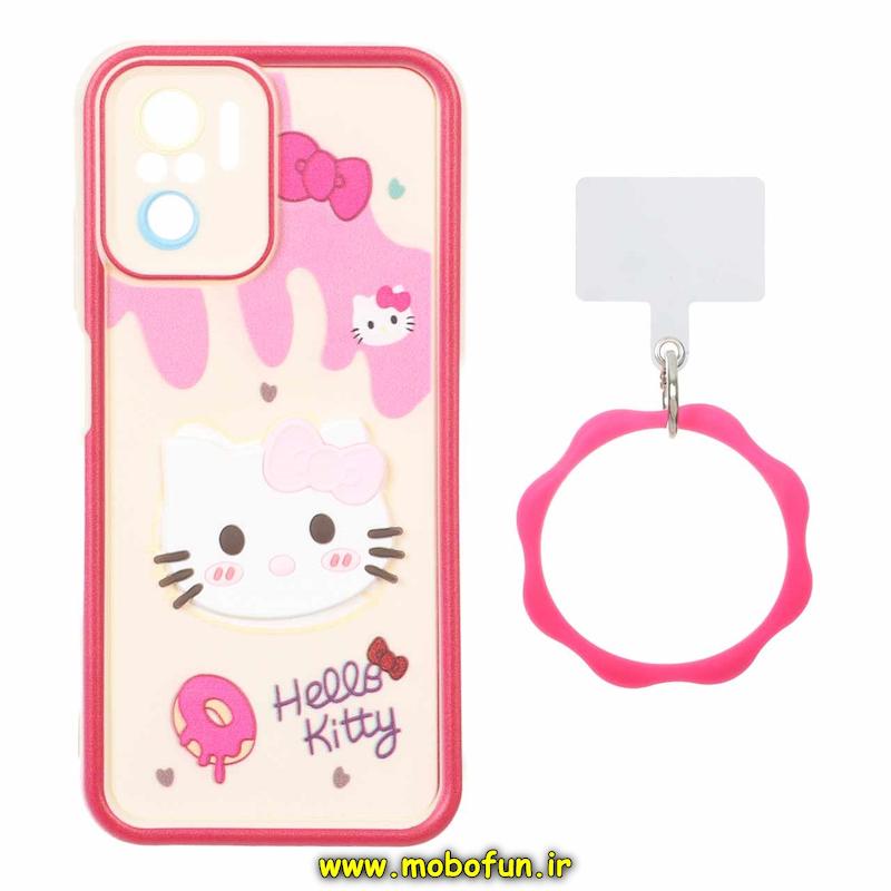 قاب گوشی Redmi Note 10S / Redmi Note 10 4G / Poco M5S شیائومی سیلیکونی Solid عروسکی خمیری برجسته آویزدار النگویی محافظ لنزدار طرح کیتی کیوت کد 1-15-102377