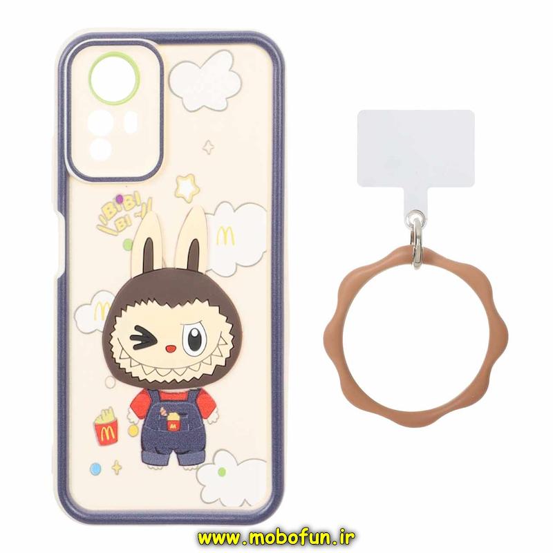 قاب گوشی Redmi Note 12S شیائومی سیلیکونی Solid عروسکی خمیری برجسته آویزدار النگویی محافظ لنزدار طرح لبوبو کیوت کد 1-15-102390