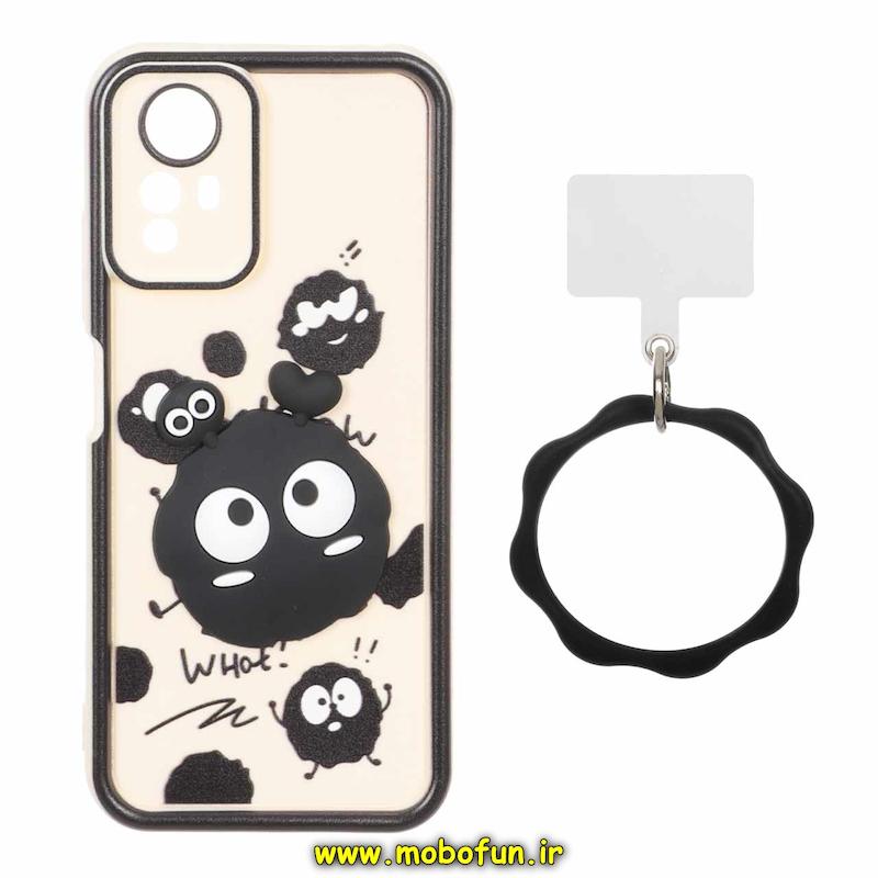 قاب گوشی Redmi Note 12S شیائومی سیلیکونی Solid عروسکی خمیری برجسته آویزدار النگویی محافظ لنزدار طرح میکروب کیوت کد 1-15-102393