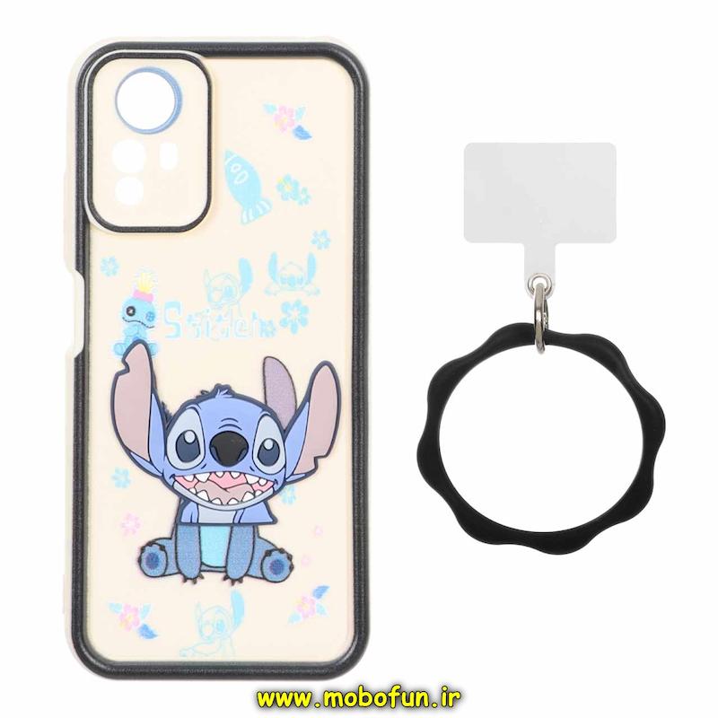 قاب گوشی Redmi Note 12S شیائومی سیلیکونی Solid عروسکی خمیری برجسته آویزدار النگویی محافظ لنزدار طرح استیچ کیوت کد 1-15-102394