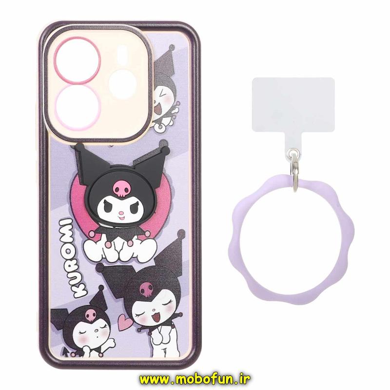 قاب گوشی Redmi Note 14 4G شیائومی سیلیکونی Solid عروسکی خمیری برجسته آویزدار النگویی محافظ لنزدار طرح کرومی کیوت کد 1-15-102395