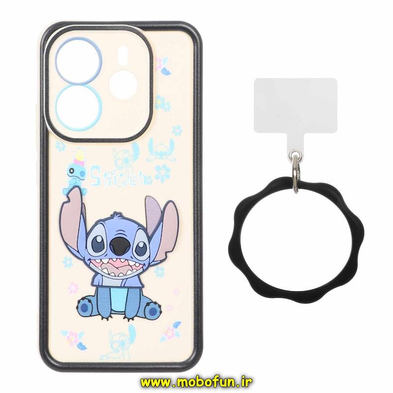 قاب گوشی Redmi Note 14 4G شیائومی سیلیکونی Solid عروسکی خمیری برجسته آویزدار النگویی محافظ لنزدار طرح استیچ کیوت کد 1-15-102399