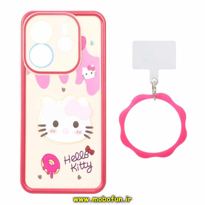 قاب گوشی Redmi Note 14 4G شیائومی سیلیکونی Solid عروسکی خمیری برجسته آویزدار النگویی محافظ لنزدار طرح کیتی کیوت کد 1-15-102400