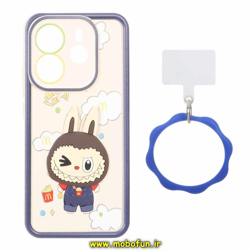 قاب گوشی Redmi Note 14 4G شیائومی سیلیکونی Solid عروسکی خمیری برجسته آویزدار النگویی محافظ لنزدار طرح لبوبو کیوت کد 1-15-102401