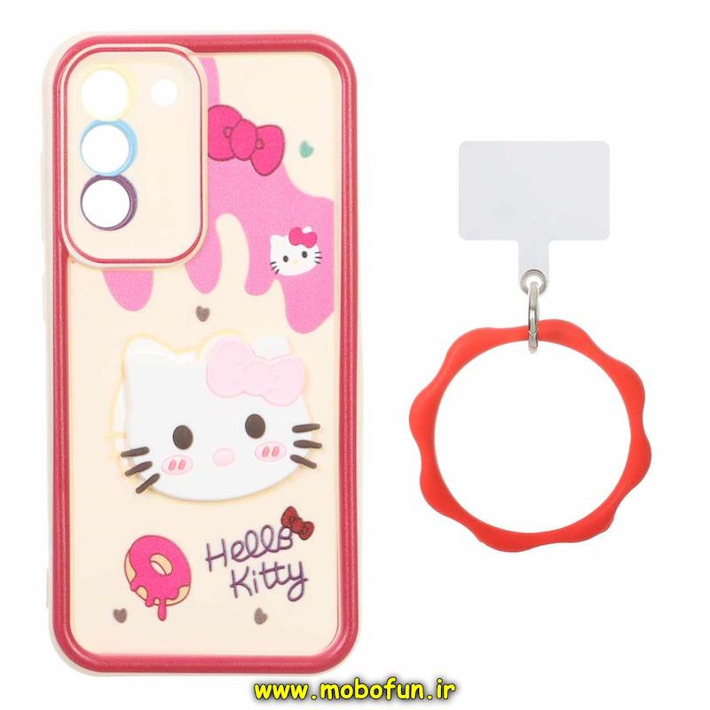 قاب گوشی Galaxy S21 FE سامسونگ سیلیکونی Solid عروسکی خمیری برجسته آویزدار النگویی محافظ لنزدار طرح کیتی کیوت کد 1-15-102407