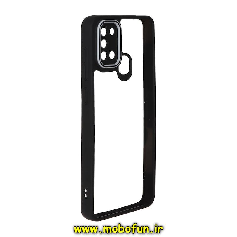 قاب گوشی Galaxy A21S سامسونگ پشت طلق شفاف دور سیلیکونی دور رنگی محافظ لنز برجسته مشکی کد 93638