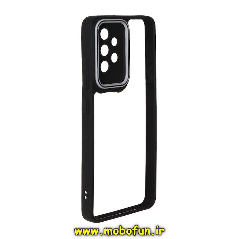 قاب گوشی Galaxy A32 4G سامسونگ پشت طلق شفاف دور سیلیکونی دور رنگی محافظ لنز برجسته مشکی کد 93701
