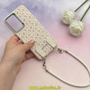 قاب گوشی Galaxy A26 سامسونگ لدر دیزاین SOFT Lether Design فانتزی سیلیکونی طرح چرمی دارای آویزبند با گل های کیوت کرم کد 1-15-102207