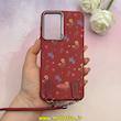 قاب گوشی Galaxy A26 سامسونگ لدر دیزاین SOFT Lether Design فانتزی سیلیکونی طرح چرمی دارای آویزبند با گل های کیوت قرمز کد 1-15-102208