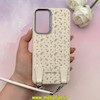 قاب گوشی Galaxy A36 سامسونگ لدر دیزاین SOFT Lether Design فانتزی سیلیکونی طرح چرمی دارای آویزبند با گل های کیوت کرم کد 1-15-102211