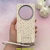 قاب گوشی Redmi 14C / Poco C75 / Redmi A4 شیائومی لدر دیزاین SOFT Lether Design فانتزی سیلیکونی طرح چرمی دارای آویزبند با گل های کیوت کرم کد 1-15-102230