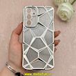 قاب گوشی Galaxy A54 سامسونگ الکتروپلیتینگ شفاف چندضلعی شاین محافظ لنزدار نقره ای کد 1-15-102105