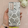 قاب گوشی Galaxy S21 FE سامسونگ الکتروپلیتینگ شفاف چندضلعی شاین محافظ لنزدار نقره ای کد 1-15-102112