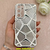 قاب گوشی Galaxy S23 FE سامسونگ الکتروپلیتینگ شفاف چندضلعی شاین محافظ لنزدار نقره ای کد 1-15-102115