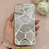 قاب گوشی iPhone 13 آیفون الکتروپلیتینگ شفاف چندضلعی شاین محافظ لنزدار نقره ای کد 1-15-102148