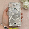 قاب گوشی iPhone X / iPhone XS آیفون الکتروپلیتینگ شفاف چندضلعی شاین محافظ لنزدار نقره ای کد 1-15-102155