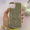 قاب گوشی iPhone 13 / 14 آیفون اورجینال نگین برجسته سواروسکی مگ سیف دار طلایی کد 1-15-101353