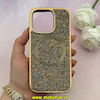 قاب گوشی iPhone 16 Pro آیفون اورجینال نگین برجسته سواروسکی مگ سیف دار طلایی کد 1-15-101358