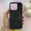قاب گوشی iPhone 16 Pro آیفون اورجینال نگین برجسته سواروسکی مگ سیف دار مشکی کد 1-15-101359