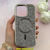 قاب گوشی iPhone 16 Pro آیفون اورجینال نگین برجسته سواروسکی مگ سیف دار نقره ای کد 1-15-101360