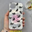 قاب گوشی iPhone 13 / iPhone 14 آیفون فانتزی سخت Hard لیزری لاکچری طرح گربه کیوت کد 102610