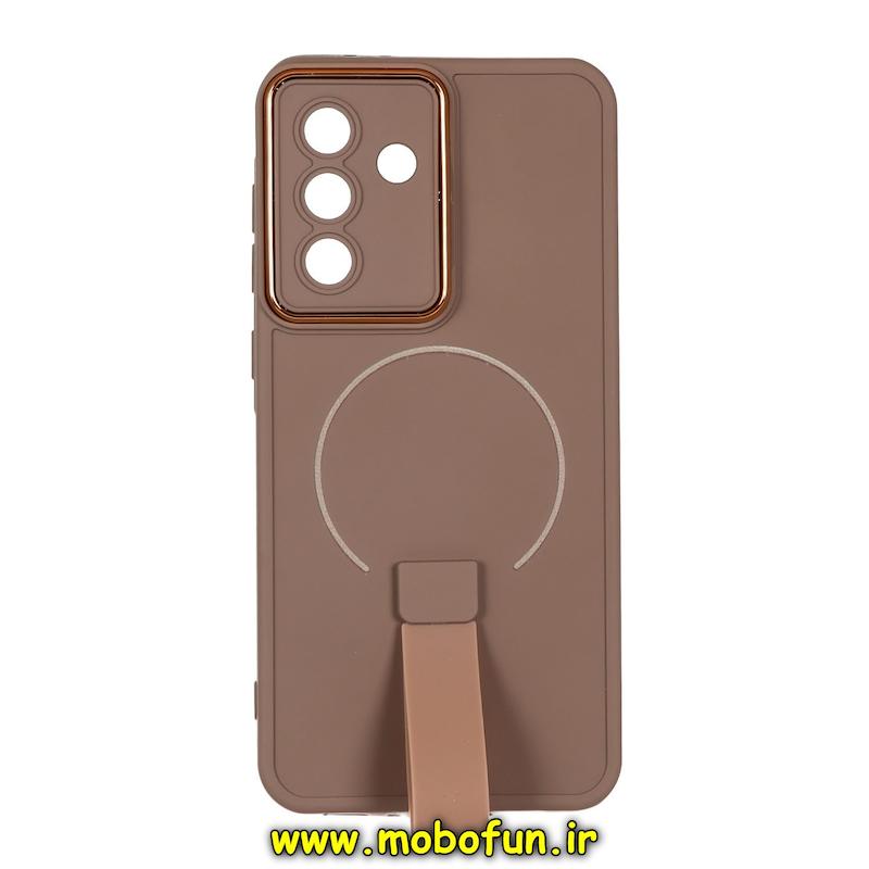 قاب گوشی Galaxy A36 / A56 سامسونگ متال کیس سیلیکونی ژله ای LUXUARY بند انگشتی طرح مگ سیف محافظ لنز دار نسکافه ای کد 93708