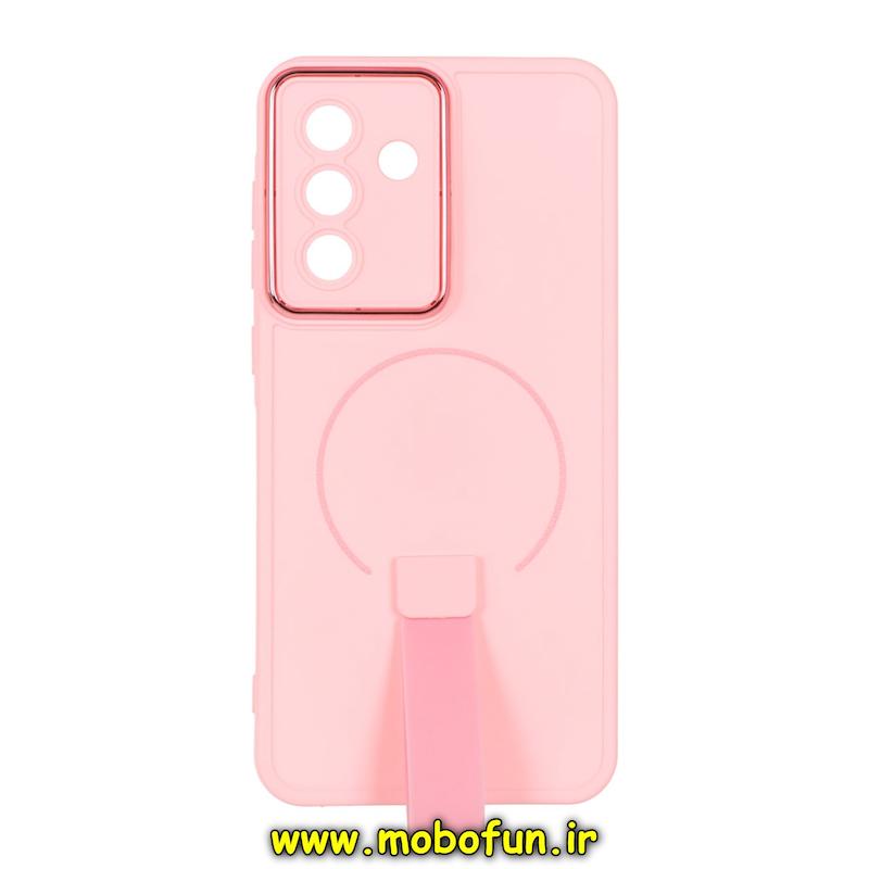 قاب گوشی Galaxy A36 / A56 سامسونگ متال کیس سیلیکونی ژله ای LUXUARY بند انگشتی طرح مگ سیف محافظ لنز دار صورتی کد 93709