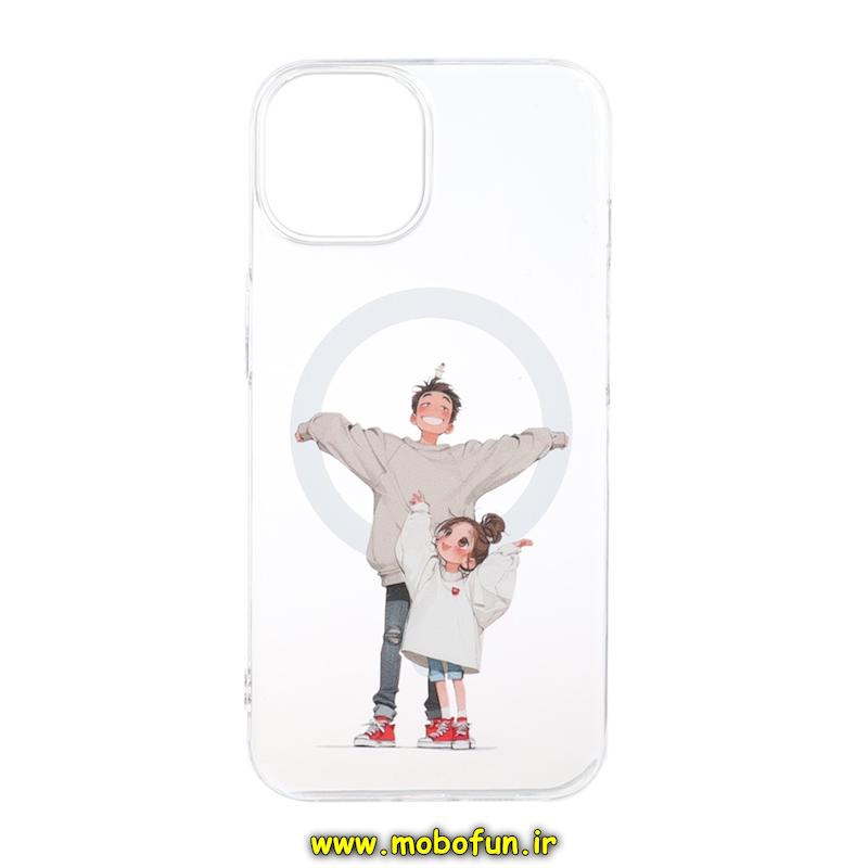قاب گوشی iPhone 13 / iPhone 14 آیفون طلقی سخت Hard شیشه ای شفاف ضد تغییر رنگ طرح مگ سیف فانتزی دخترونه کیوت کد 1-15-102422
