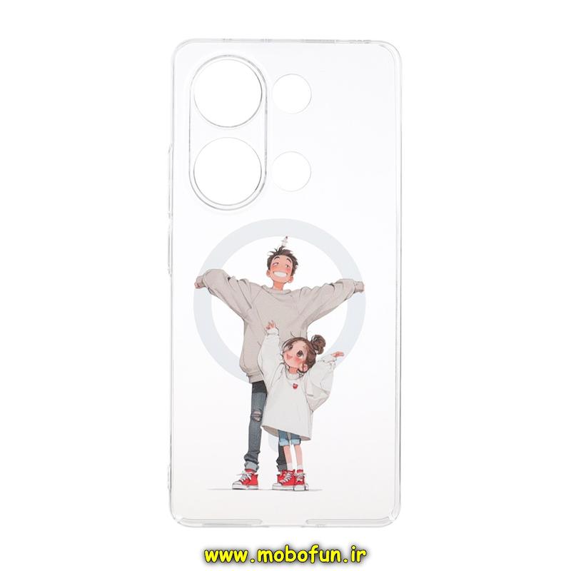 قاب گوشی Redmi Note 13 Pro 4G / Poco M6 Pro 4G شیائومی طلقی سخت Hard شیشه ای شفاف ضد تغییر رنگ طرح مگ سیف فانتزی دخترونه کیوت کد 1-15-102478