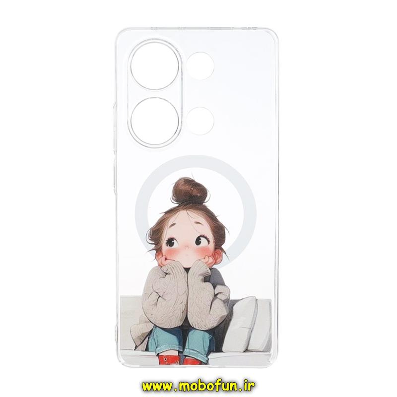 قاب گوشی Redmi Note 13 Pro 4G / Poco M6 Pro 4G شیائومی طلقی سخت Hard شیشه ای شفاف ضد تغییر رنگ طرح مگ سیف فانتزی دخترونه کیوت کد 1-15-102479
