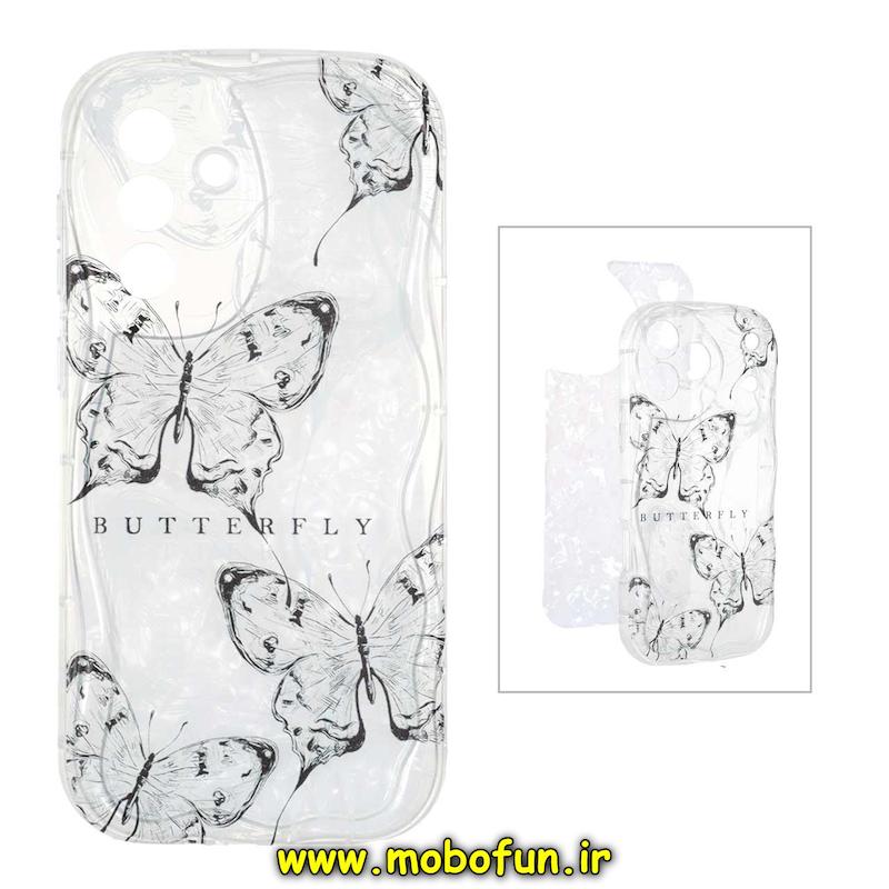 قاب گوشی Galaxy A36 / A56 سامسونگ ماربل لاکچری بالشتی ژله ای محافظ لنزدار طرح پروانه کیوت کد 93778