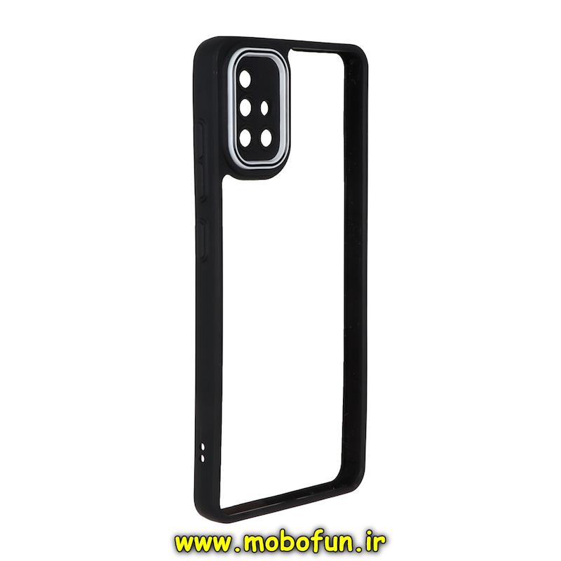 قاب گوشی Galaxy A51 سامسونگ پشت طلق شفاف دور سیلیکونی دور رنگی محافظ لنز برجسته مشکی کد 93800