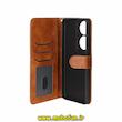 کیف گوشی Honor X7B آنر مگنتی طرح چرم کتابی محافظ لنزدار بنددار عسلی کد 93956
