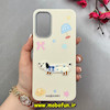 قاب گوشی Galaxy A14 سامسونگ لدرکیس Leather Case عروسکی سیلیکونی برجسته طرح سگ کیوت کرم کد 103131