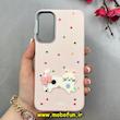 قاب گوشی Galaxy A15 سامسونگ لدرکیس Leather Case عروسکی سیلیکونی برجسته طرح گربه کیوت صورتی کد 103133