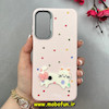 قاب گوشی Galaxy A25 سامسونگ لدرکیس Leather Case عروسکی سیلیکونی برجسته طرح گربه کیوت صورتی کد 103142