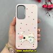 قاب گوشی Galaxy A25 سامسونگ لدرکیس Leather Case عروسکی سیلیکونی برجسته طرح گربه کیوت صورتی کد 103142