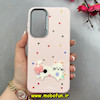 قاب گوشی Galaxy A35 سامسونگ لدرکیس Leather Case عروسکی سیلیکونی برجسته طرح گربه کیوت صورتی کد 103152