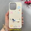 قاب گوشی iPhone 15 Pro Max آیفون لدرکیس Leather Case عروسکی سیلیکونی برجسته طرح سگ کیوت کرم کد 103177