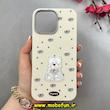 قاب گوشی iPhone 16 Pro Max آیفون لدرکیس Leather Case عروسکی سیلیکونی برجسته طرح سگ پشمالو کیوت کرم کد 103181