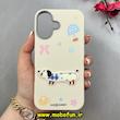 قاب گوشی iPhone 16 آیفون لدرکیس Leather Case عروسکی سیلیکونی برجسته طرح سگ کیوت کرم کد 103183