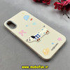 قاب گوشی iPhone X / iPhone XS آیفون لدرکیس Leather Case عروسکی سیلیکونی برجسته طرح سگ کیوت کرم کد 103184