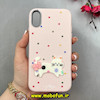 قاب گوشی iPhone XR آیفون لدرکیس Leather Case عروسکی سیلیکونی برجسته طرح گربه کیوت صورتی کد 103187