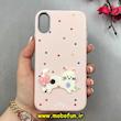 قاب گوشی iPhone XR آیفون لدرکیس Leather Case عروسکی سیلیکونی برجسته طرح گربه کیوت صورتی کد 103187